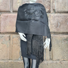 Load image into Gallery viewer, Black Alpaca Shawl 06