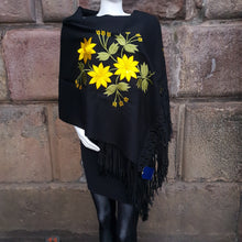 Load image into Gallery viewer, Black and yellow Alpaca Shawl 09