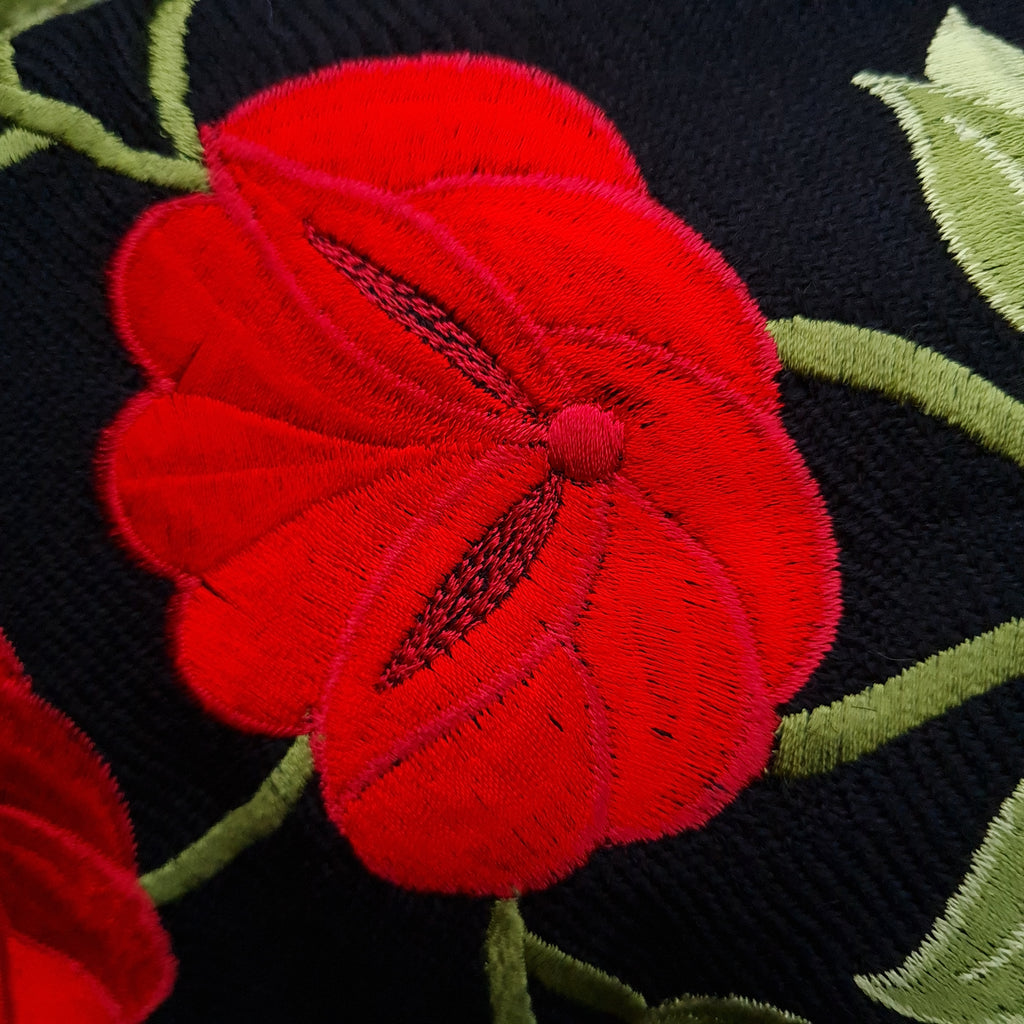 Black and red Alpaca Shawl 08