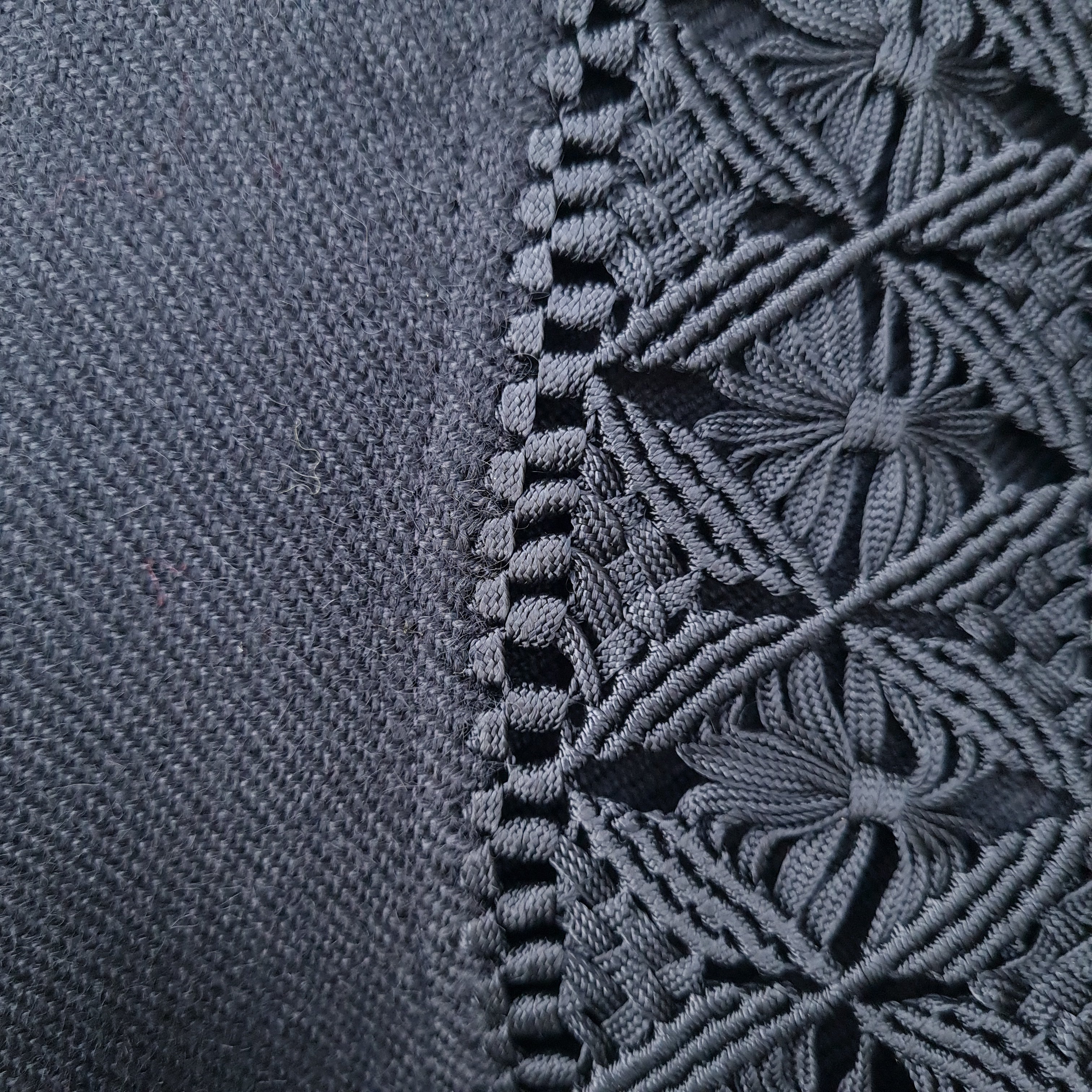 Black and red Alpaca Shawl 08