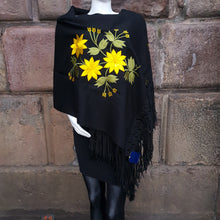 Load image into Gallery viewer, Black and yellow Alpaca Shawl 09
