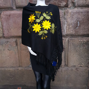 Black and yellow Alpaca Shawl 09