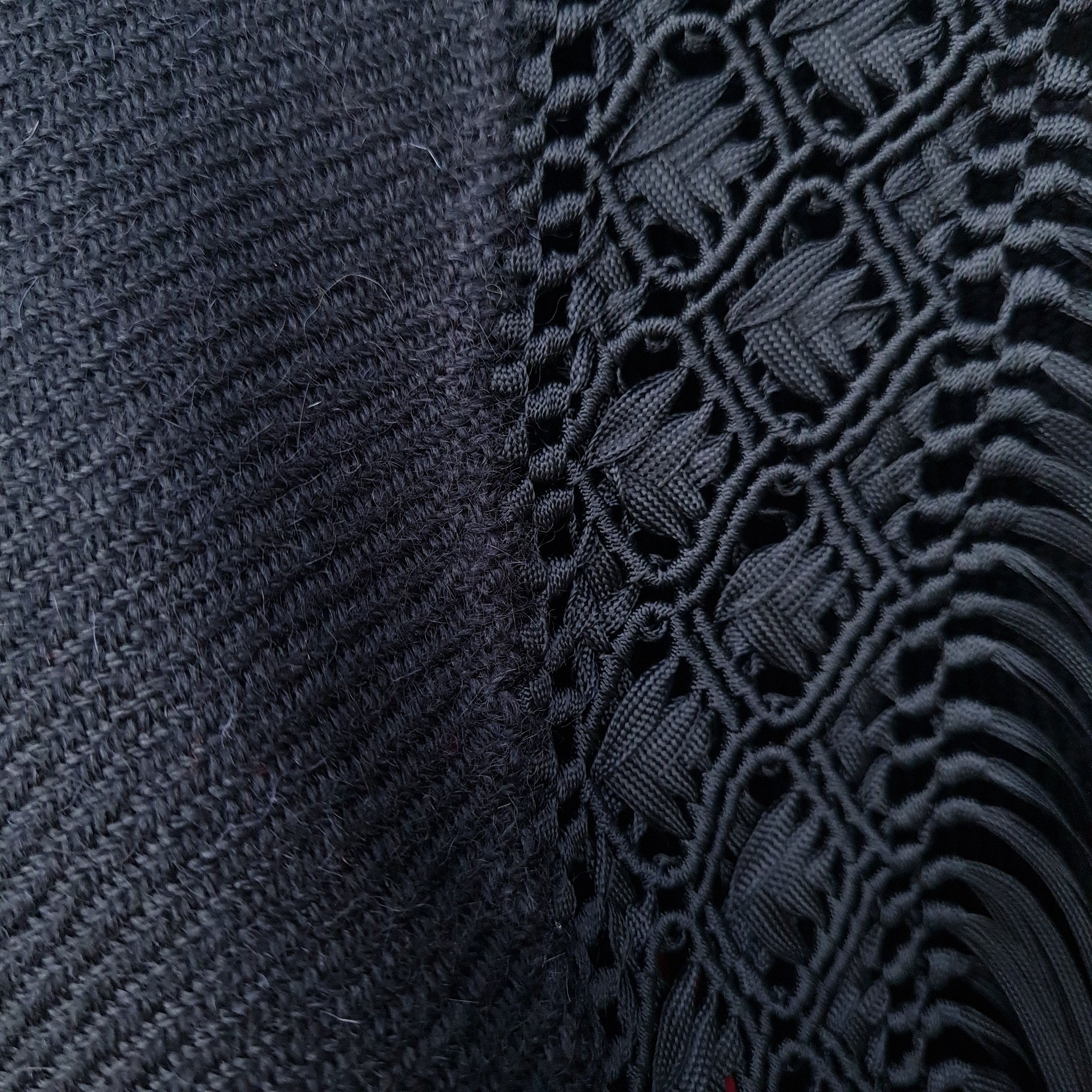 Black and Red Alpaca Shawl 12