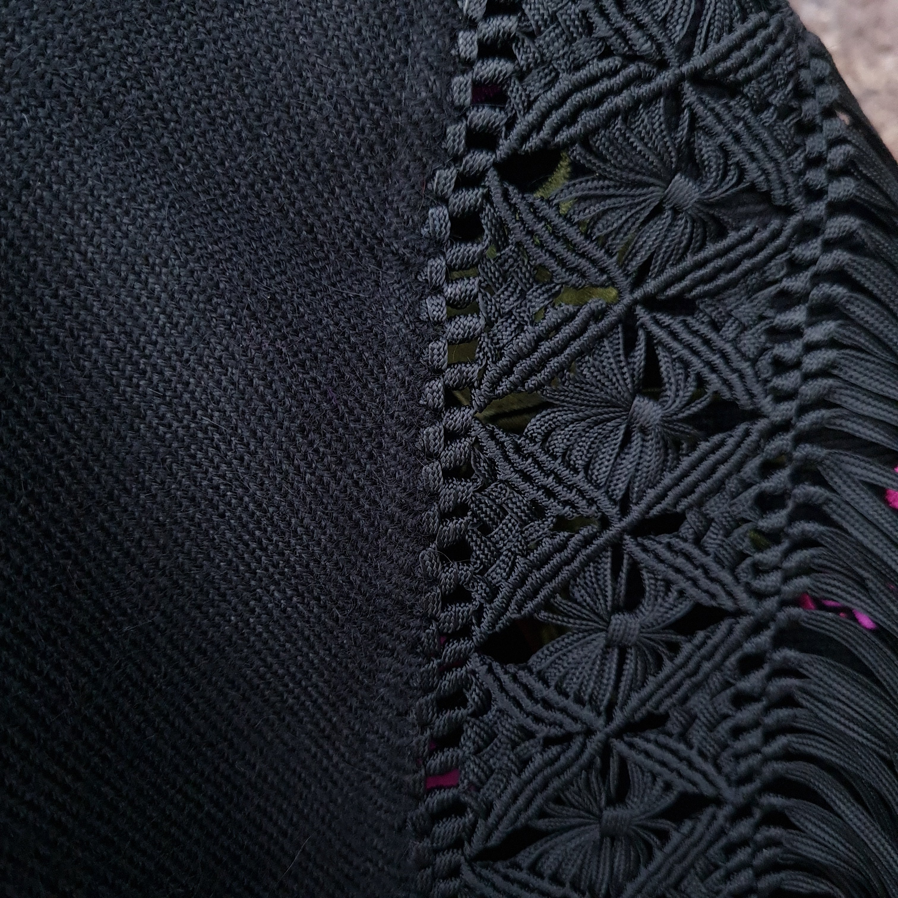 Black and Pink Alpaca Shawl 13