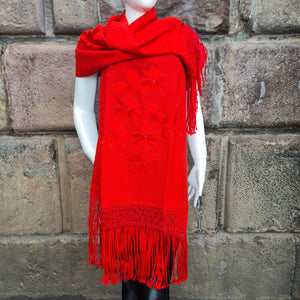 Red Alpaca Shawl 16