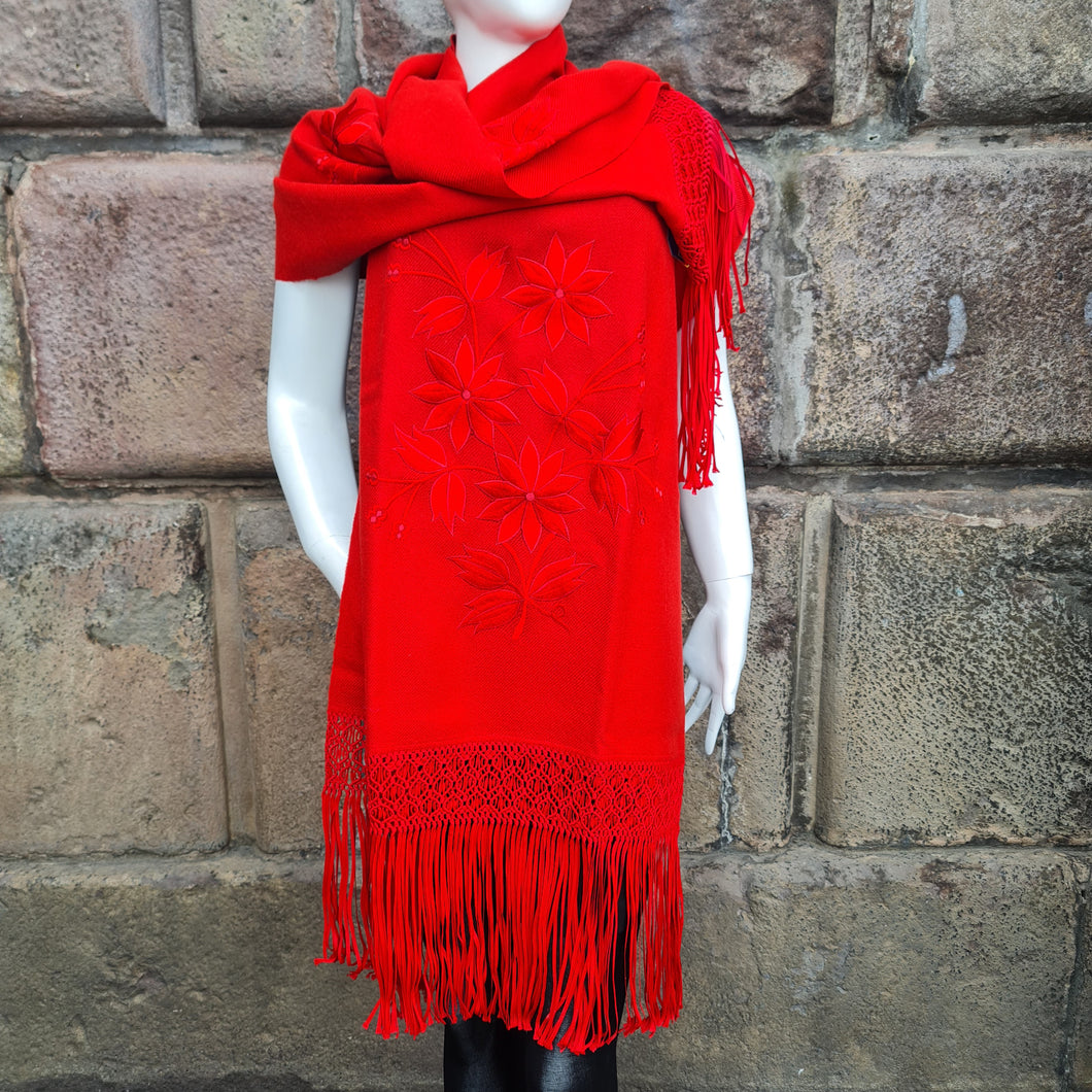 Red Alpaca Shawl 16