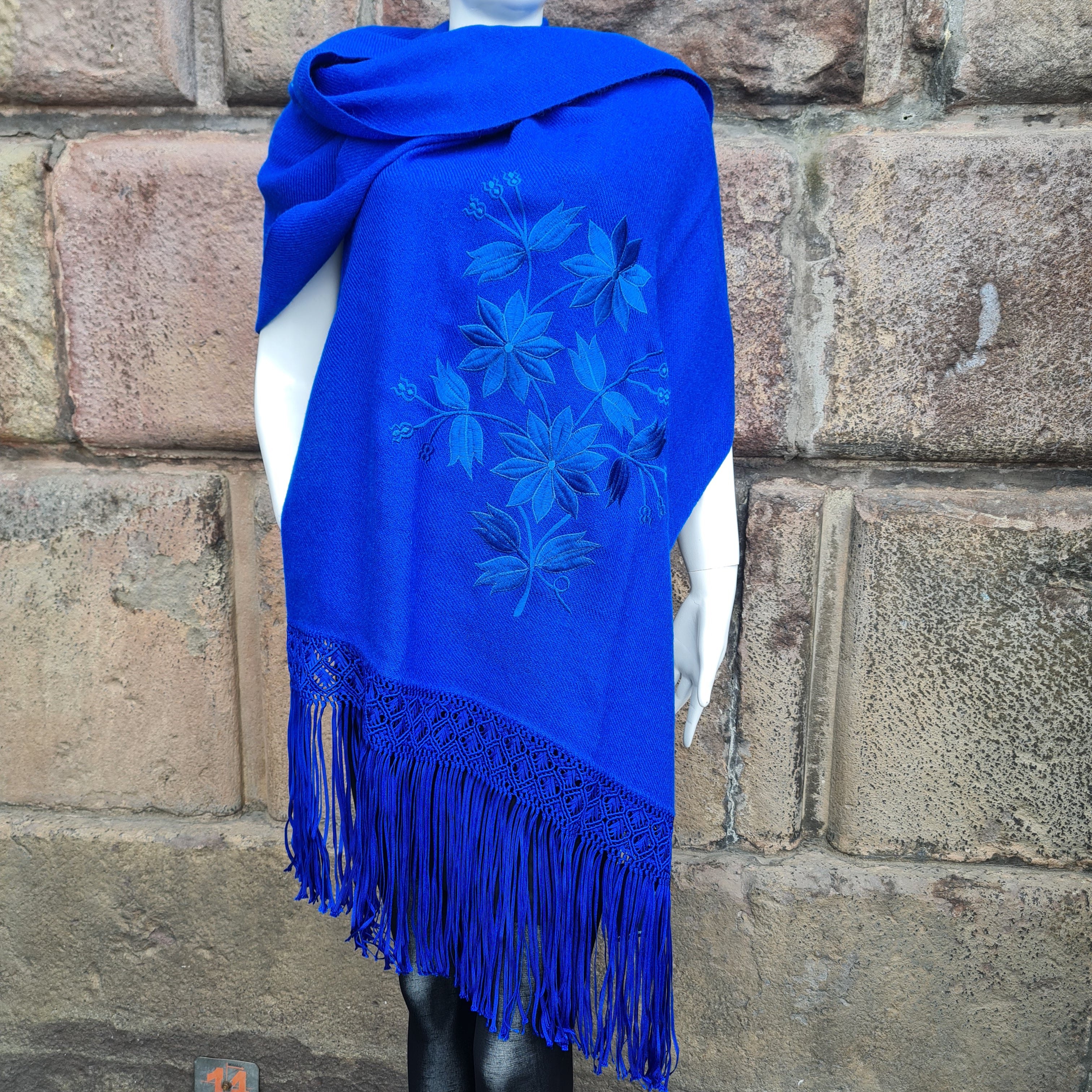 Blue Alpaca Shawl 17