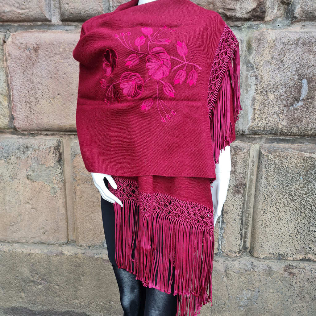 Wine Alpaca Shawl 19