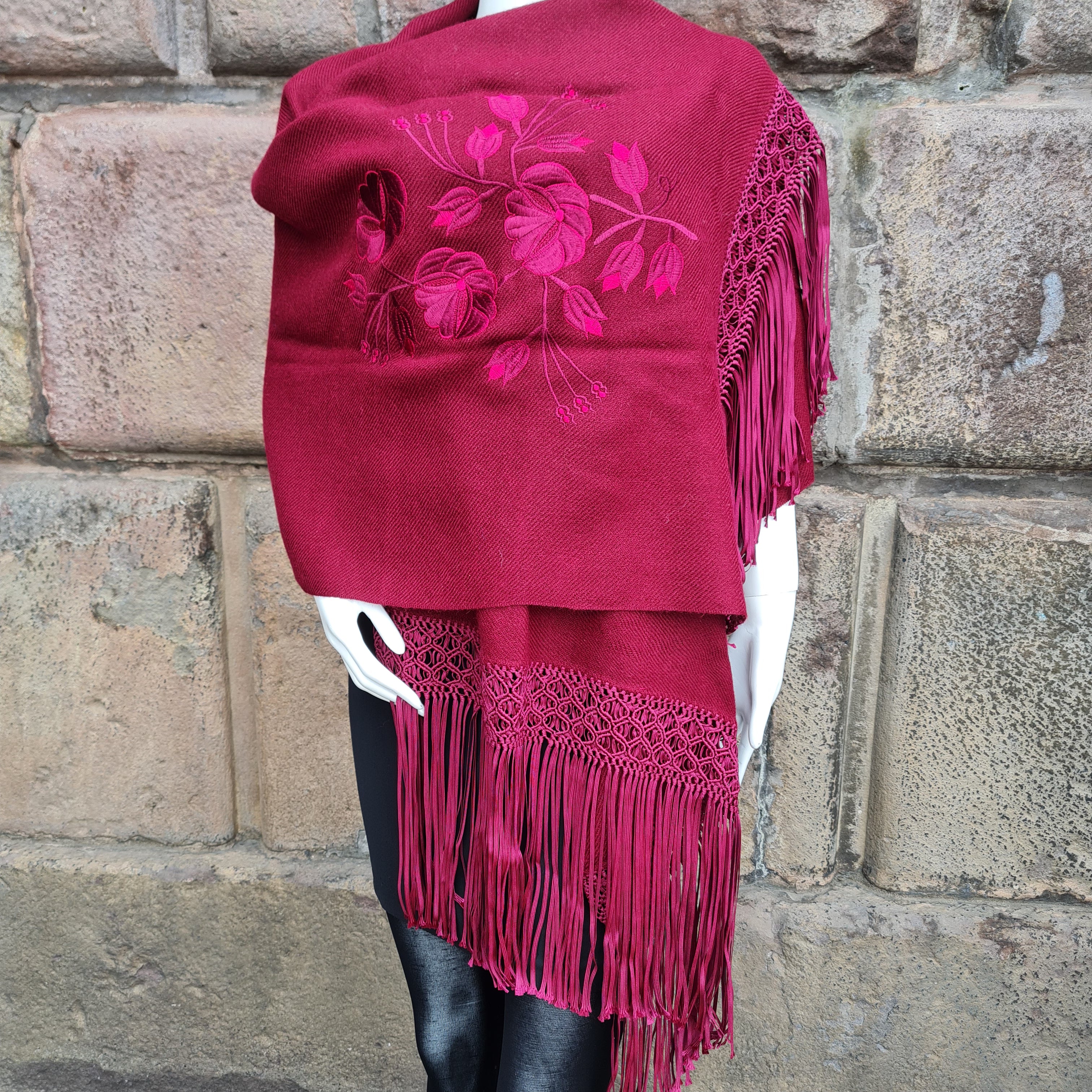 Wine Alpaca Shawl 19