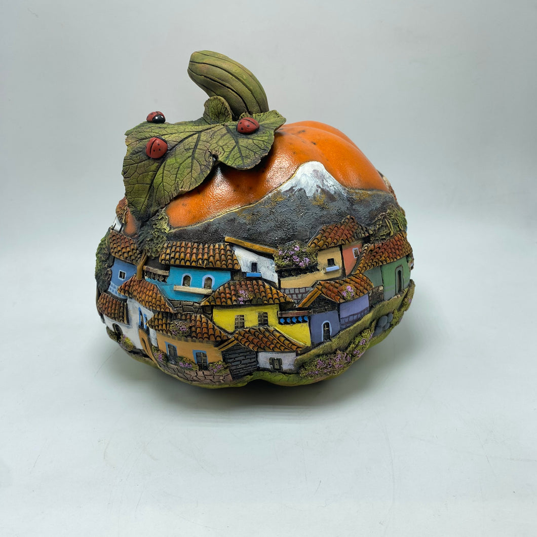 CERAMIC PUMPKIN SCULPTURE 3L