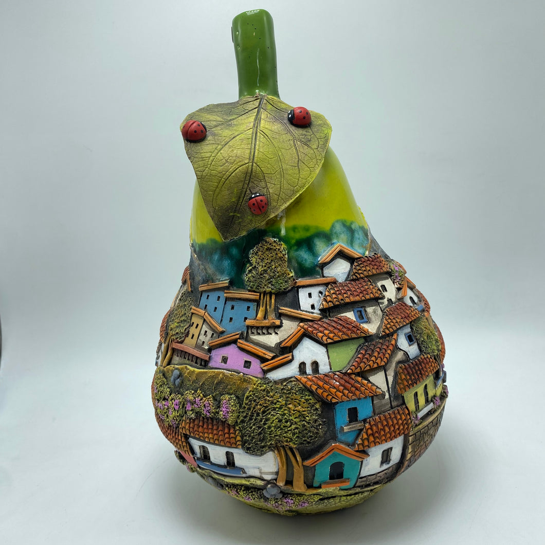 GREEN CERAMIC PEAR SCULPTURE 3L