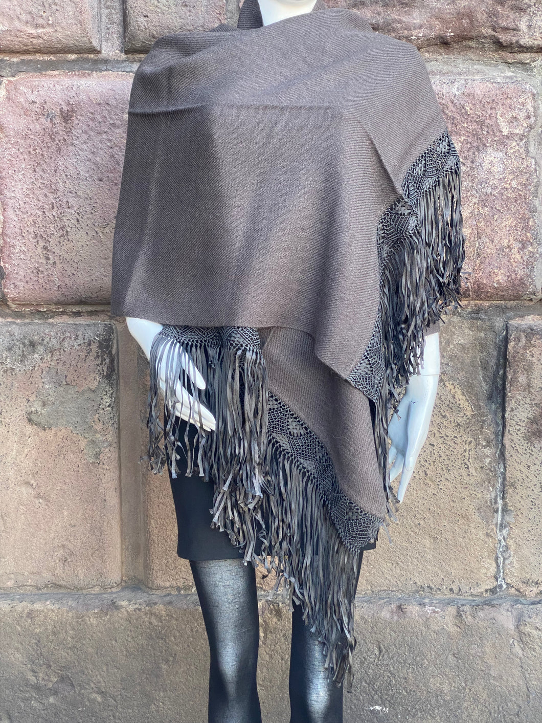 Handcrafted Alpaca Shawl with Silk Macrame Fringe (24)