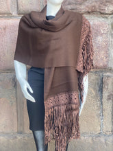 Load image into Gallery viewer, Handcrafted Alpaca Shawl with Silk Macrame Fringe (27)
