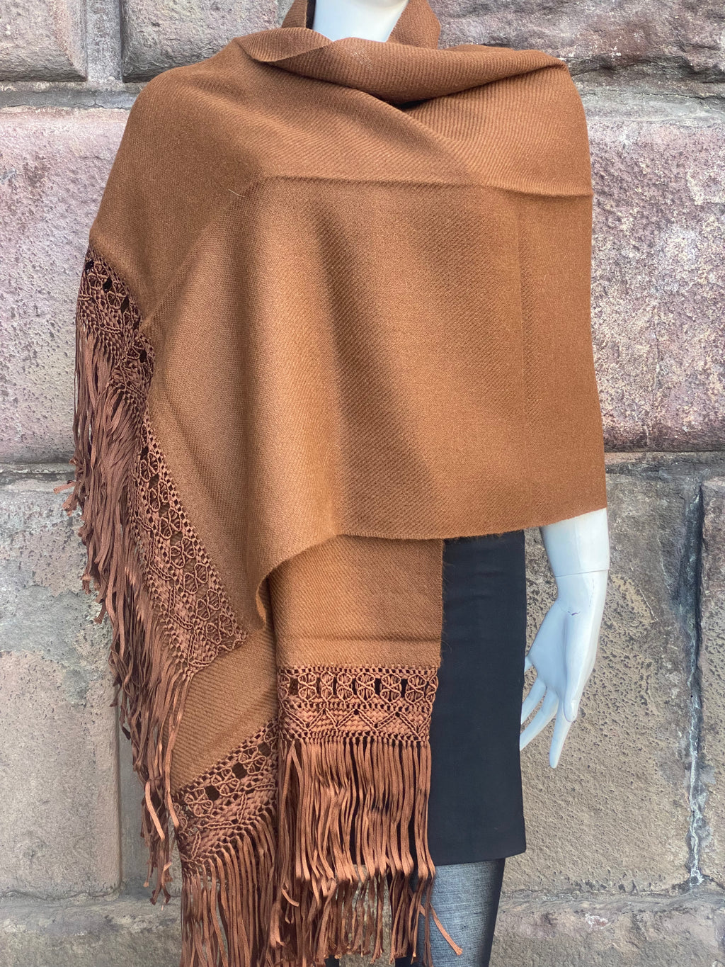Handcrafted Alpaca Shawl with Silk Macrame Fringe (28)