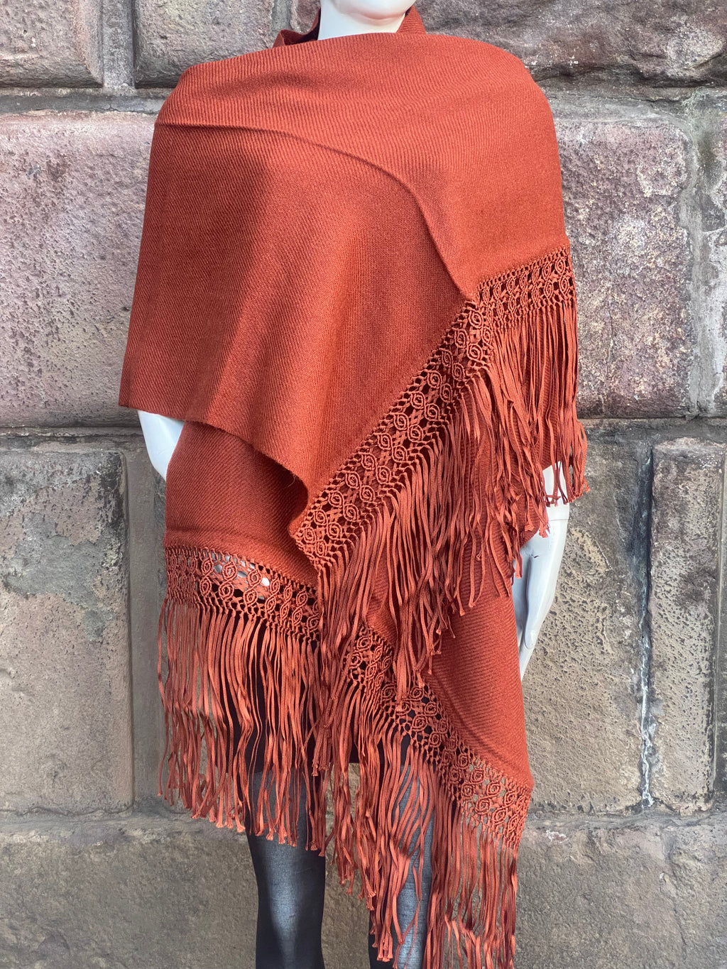 Handcrafted Alpaca Shawl with Silk Macrame Fringe (29)