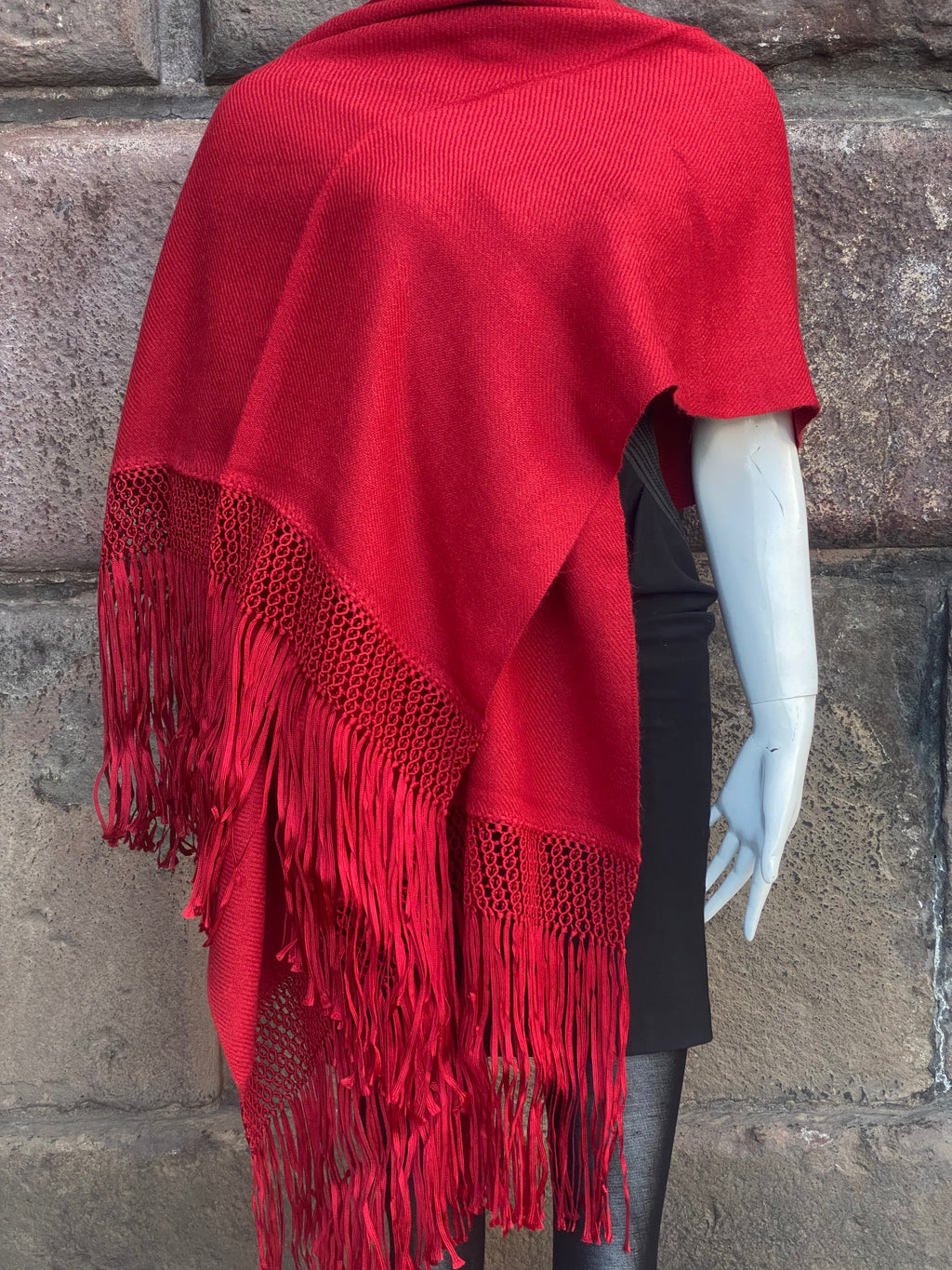 Handcrafted Alpaca Shawl with Silk Macrame Fringe (30)