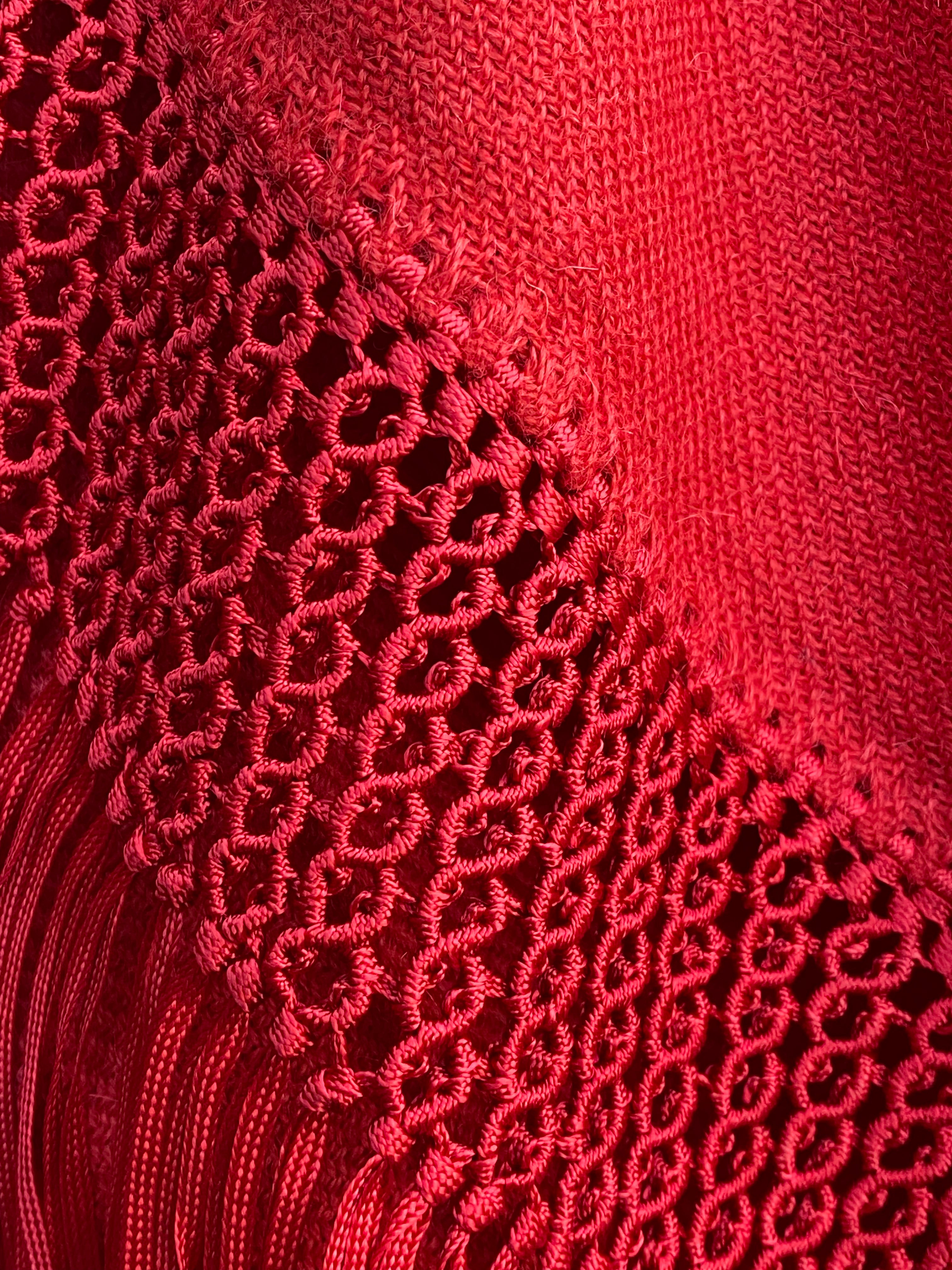 Handcrafted Alpaca Shawl with Silk Macrame Fringe (30)