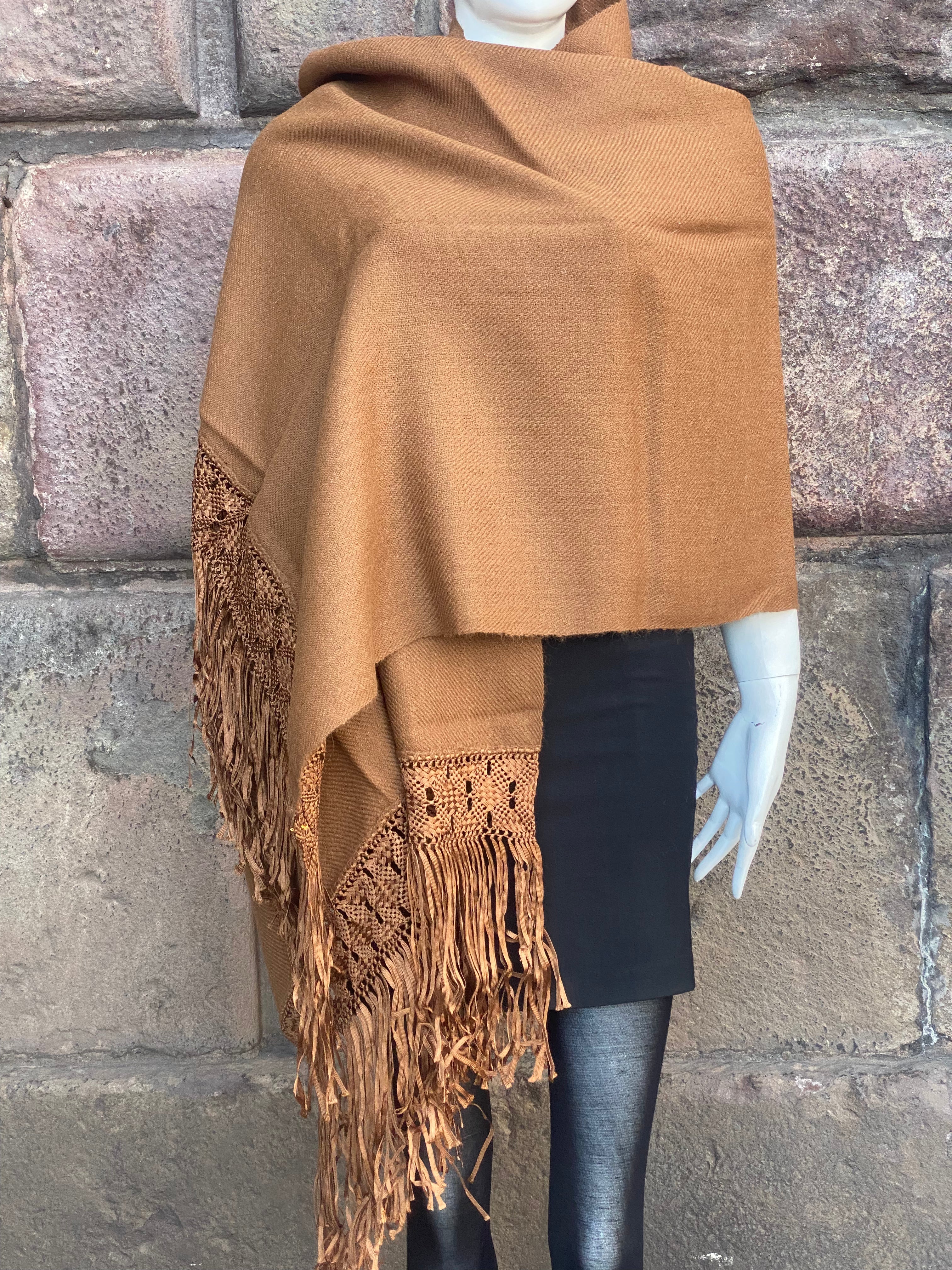 Handcrafted Alpaca Shawl with Silk Macrame Fringe (31)