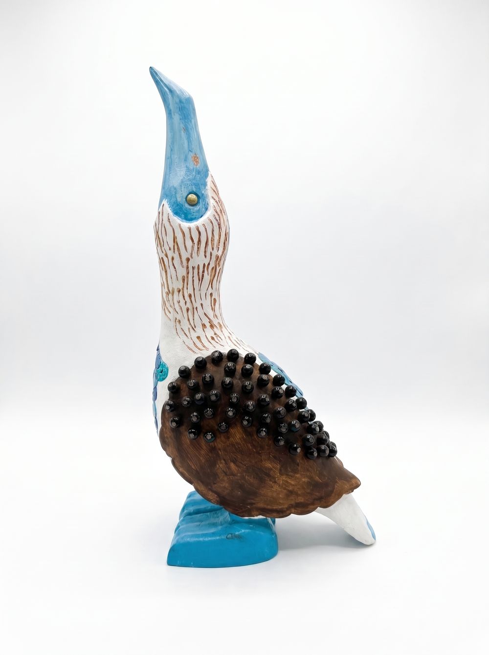Blue-Footed Booby, Obsidian, handmade in Ecuador