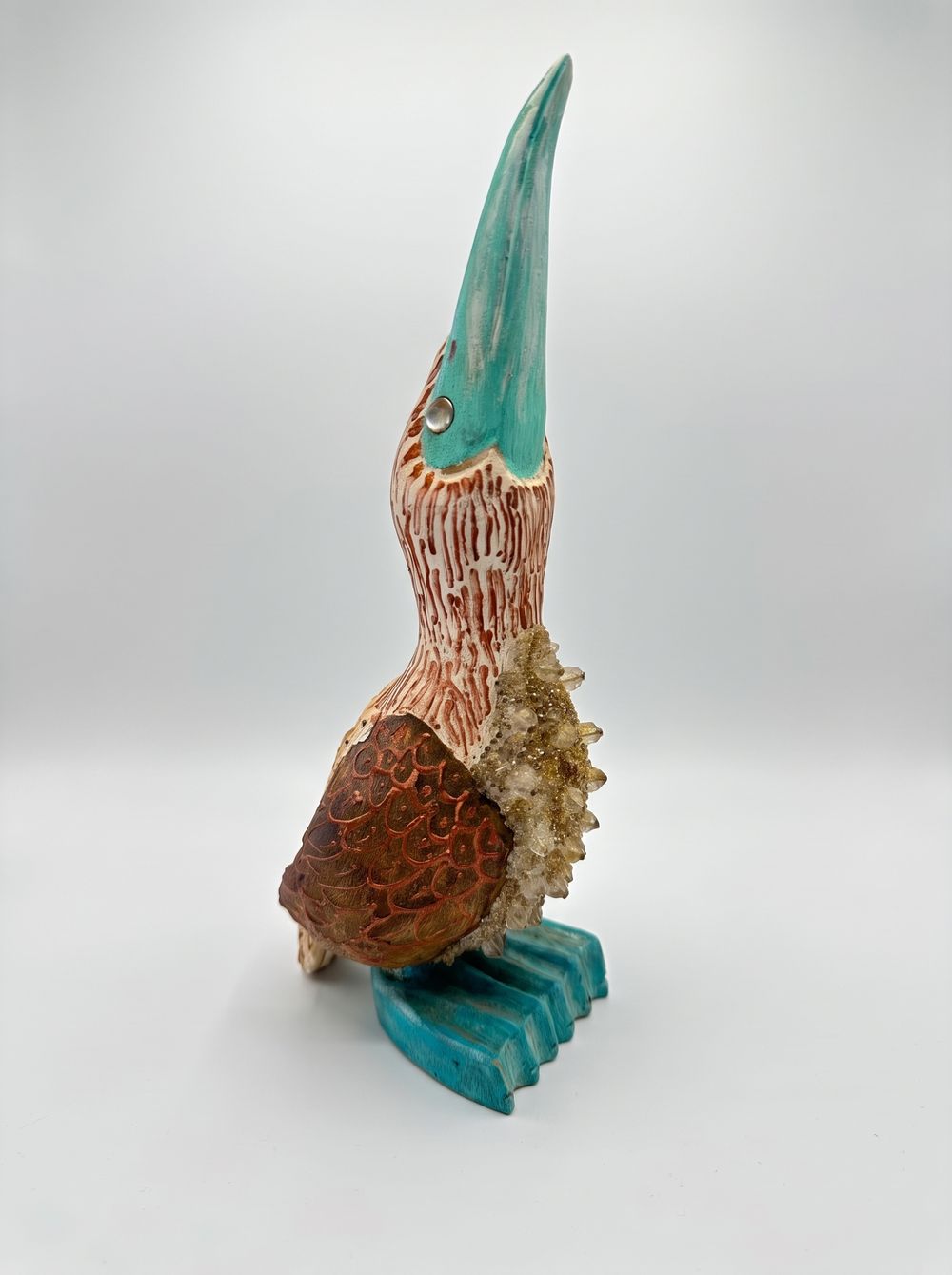 Blue-Footed Booby, Quartz, handmade in Ecuador