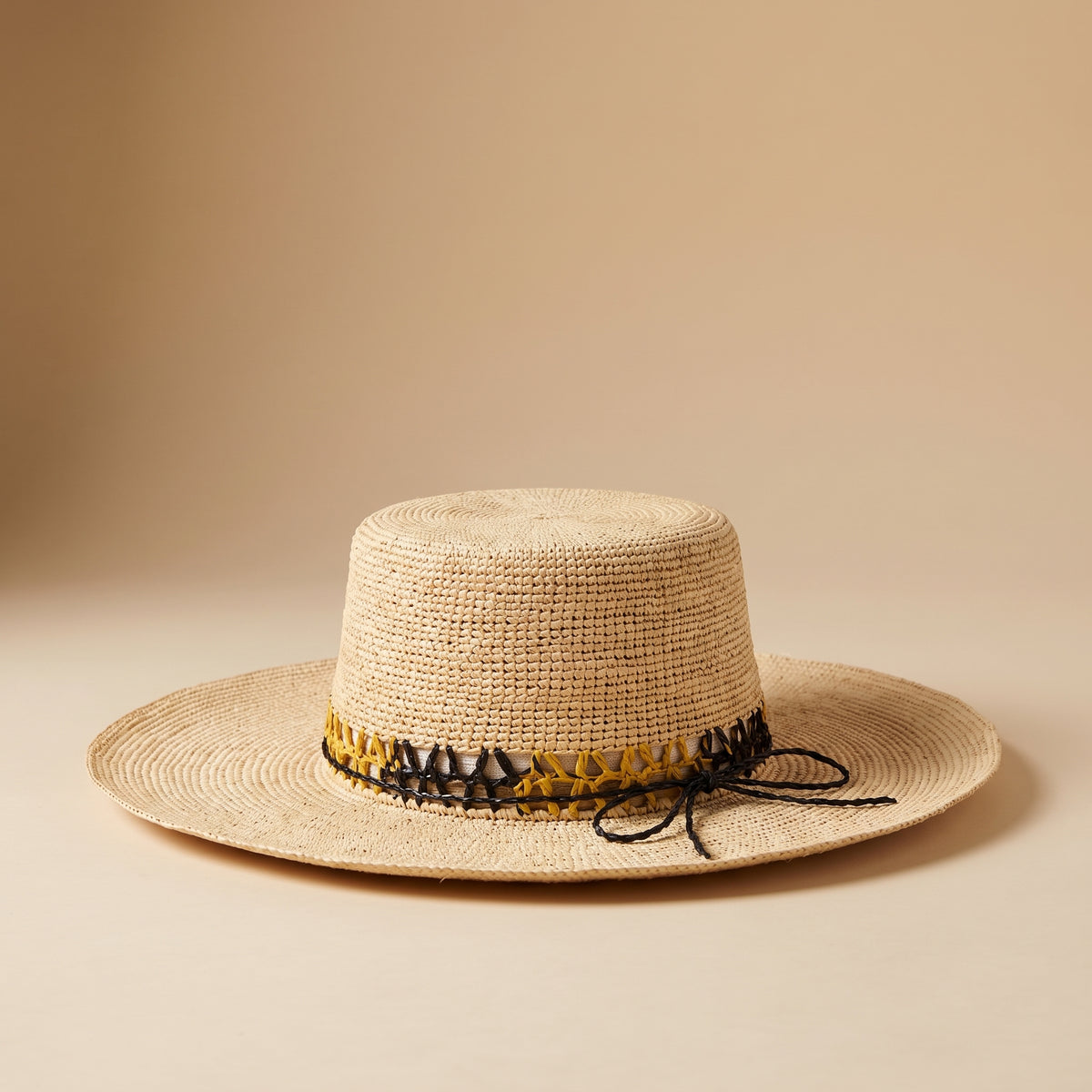 The Wide Brim Panama Hat, Black & gold