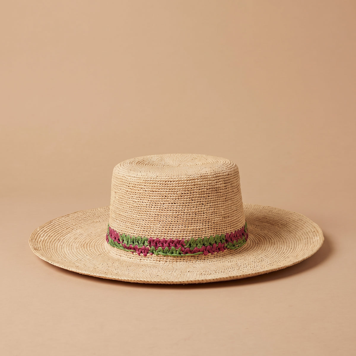 The Wide Brim Panama Hat, Magenta & green