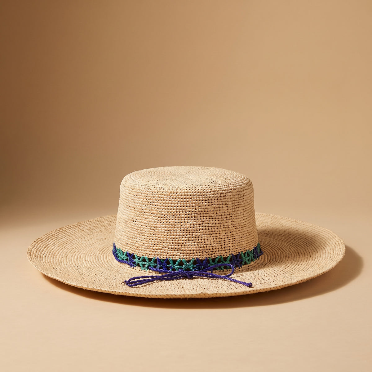 The Wide Brim Panama Hat, Navy & green