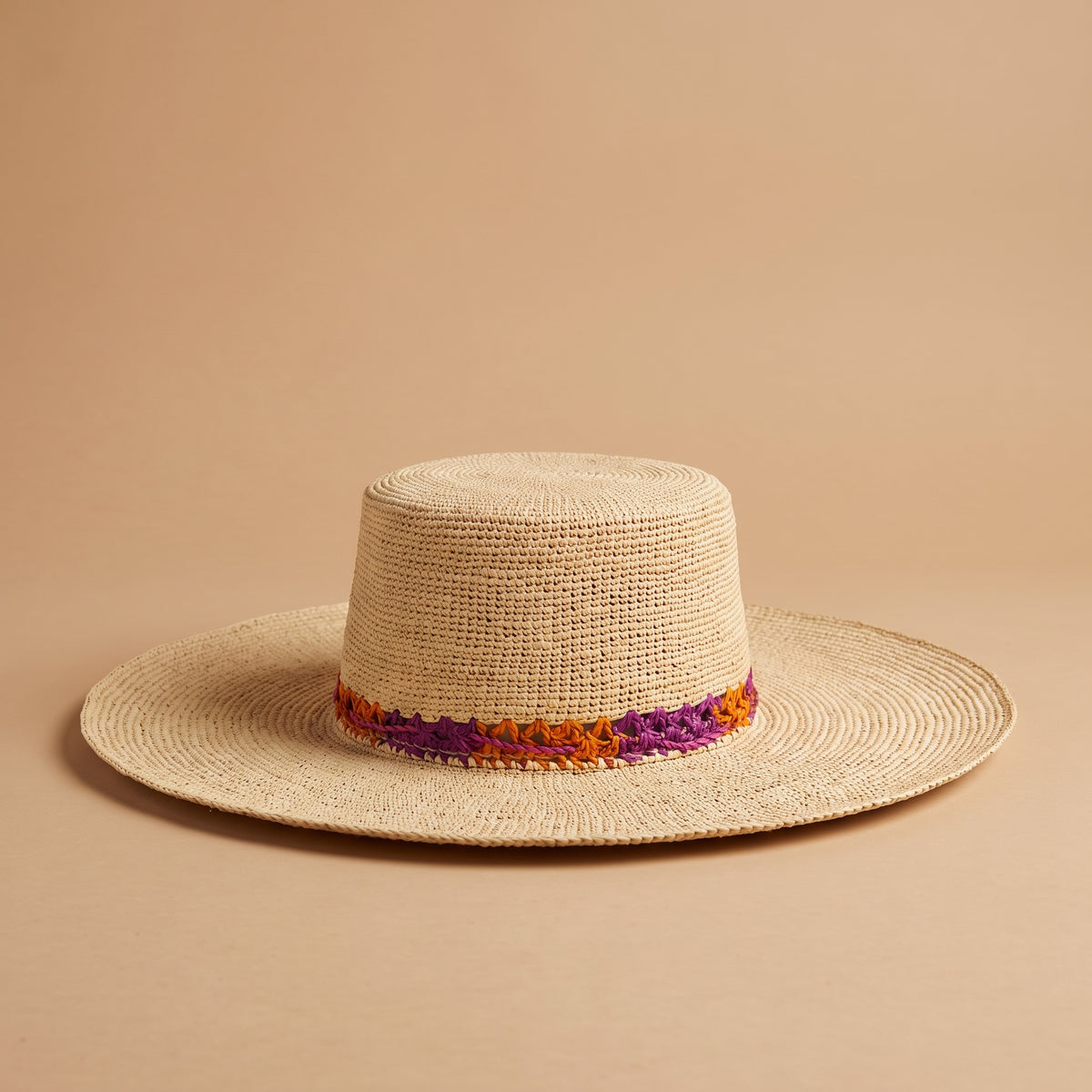 The Wide Brim Panama Hat, Purple & orange