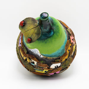Green Ceramic Pear sculpture (medium)