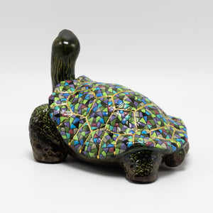 Green Ceramic Galapagos Tortoise sculpture