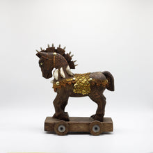 Load image into Gallery viewer, Wood Brown and Gold horse.
