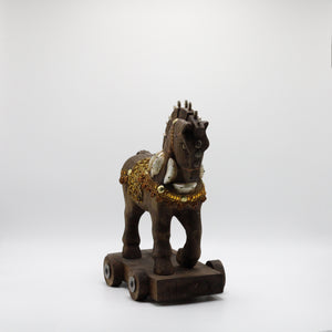Wood Brown and Gold horse.