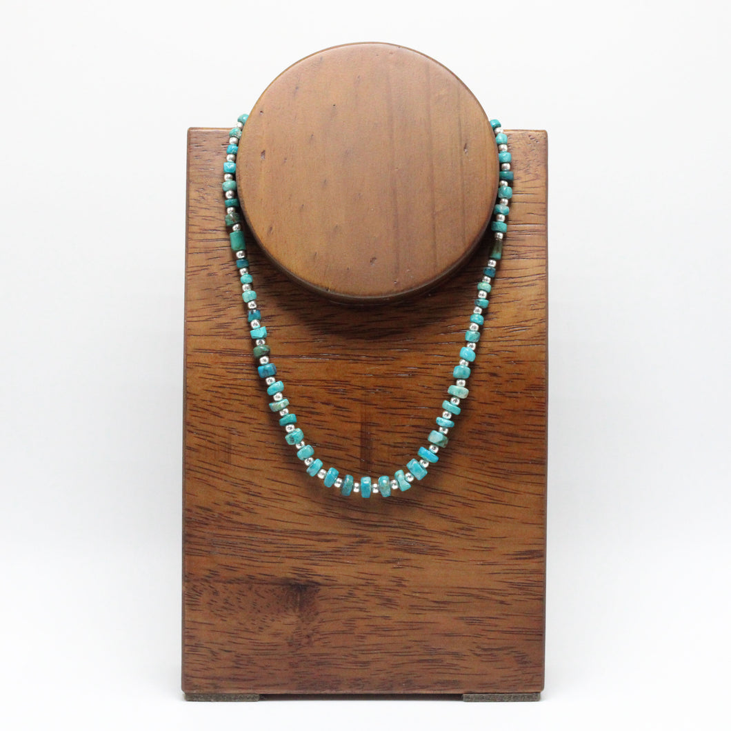 Silver and Andean Turquoise  Necklace 22
