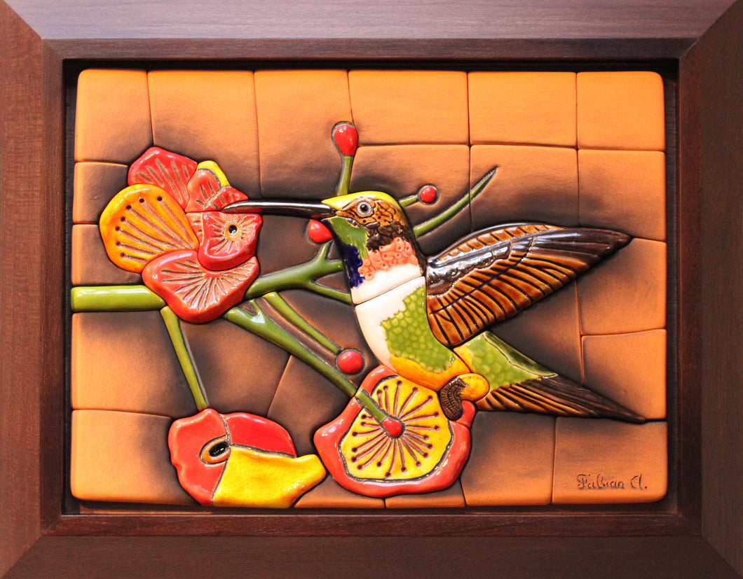 Wild Hummingbird Ceramic Mural 4