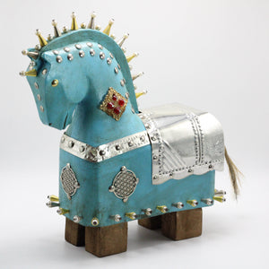 Wooden Turquoise and Steel Horse