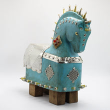 Load image into Gallery viewer, Wooden Turquoise and Steel Horse
