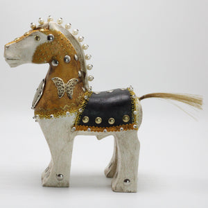 White Horse with Black Saddle