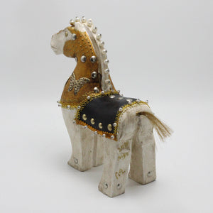 White Horse with Black Saddle