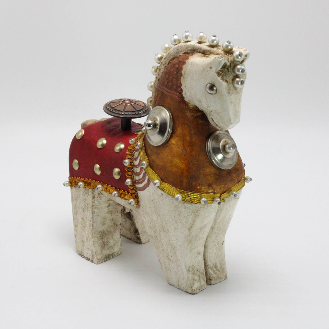 White Horse with Red Saddle