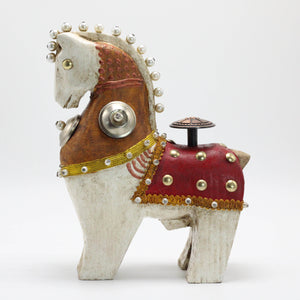 White Horse with Red Saddle