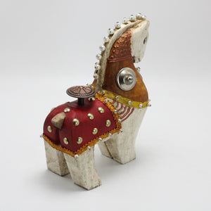 White Horse with Red Saddle